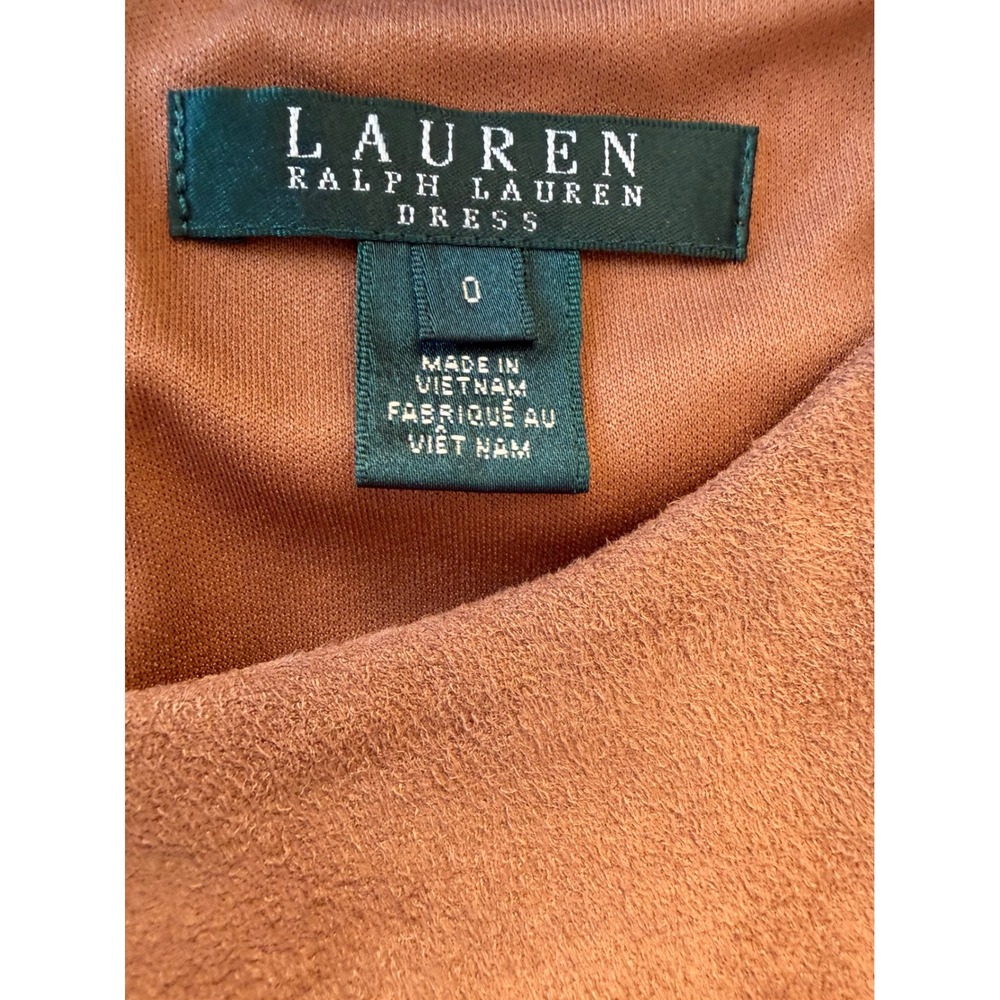 Lauren Ralph Lauren Faux Suede Sheath Dress Tan Brown Sleeveless Size 0 NWT - Picture 4 of 11